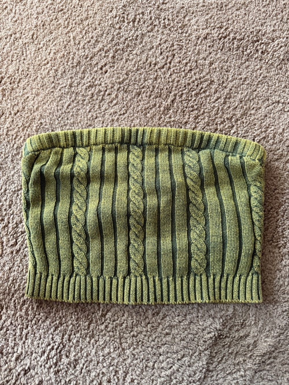Forever 21 Olive Green Cable Knit Strapless Tube